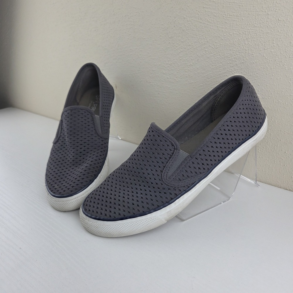 Sperry Women's Seaside Perforated Slip On‎ Sneaker Gray Size 8 M